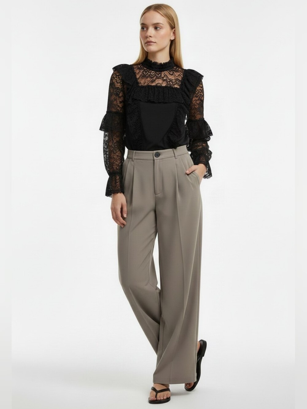 Nwot! Zara Wide Leg High Rise Pleaded Trouser Pants